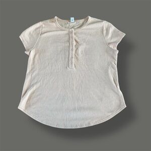 [Old Navy] Light Pink Henley Waffle Knit Short Sleeve Top